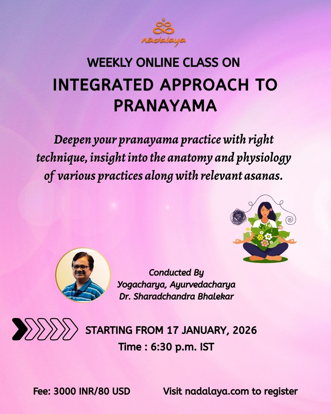 Course poster for an integrated approach to Prāṇāyāma.