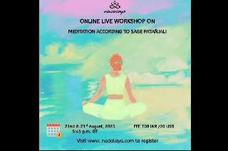 Poster for an online live workshop on meditation.